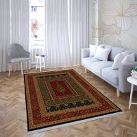 فرش ماشینی هیوا طرح بوستان 507-N سرمه ای ۷۰۰ شانه
