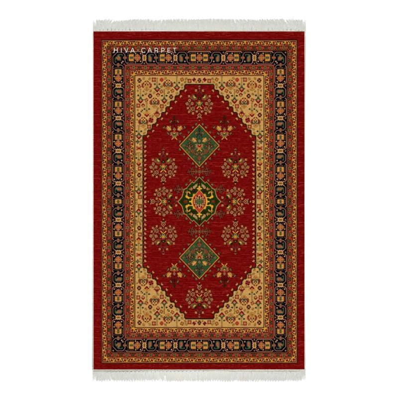 فرش ماشینی هیوا طرح بوستان R-502 لاکی ۷۰۰ شانه