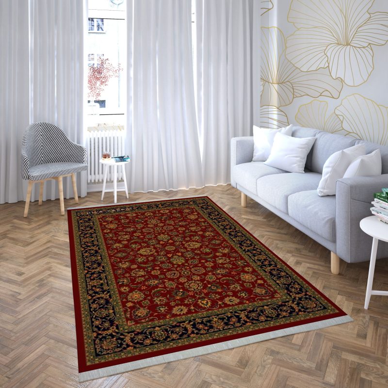 فرش ماشینی هیوا طرح بوستان R-503 لاکی ۷۰۰ شانه