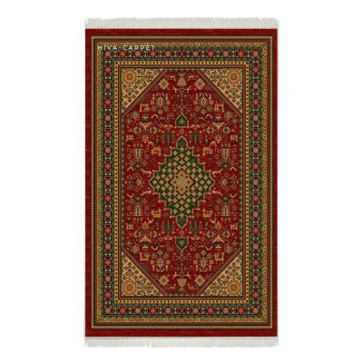 فرش ماشینی هیوا طرح بوستان R-509 لاکی ۷۰۰ شانه