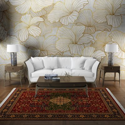فرش ماشینی هیوا طرح بوستان R-510 لاکی ۷۰۰ شانه