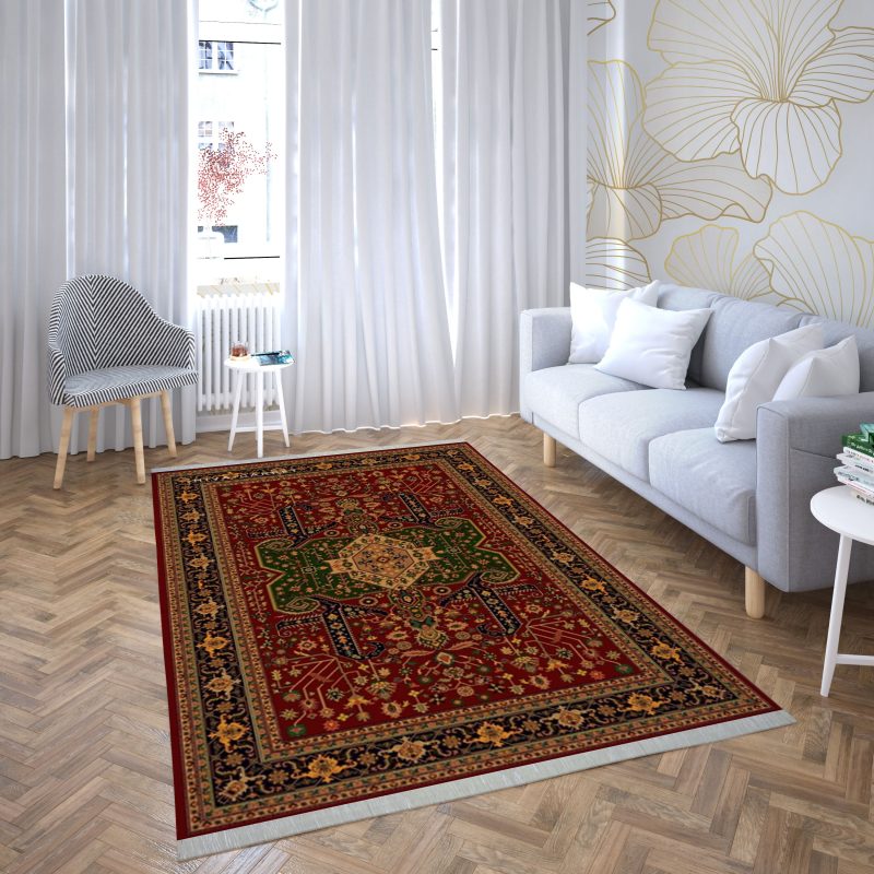 فرش ماشینی هیوا طرح بوستان R-510 لاکی ۷۰۰ شانه