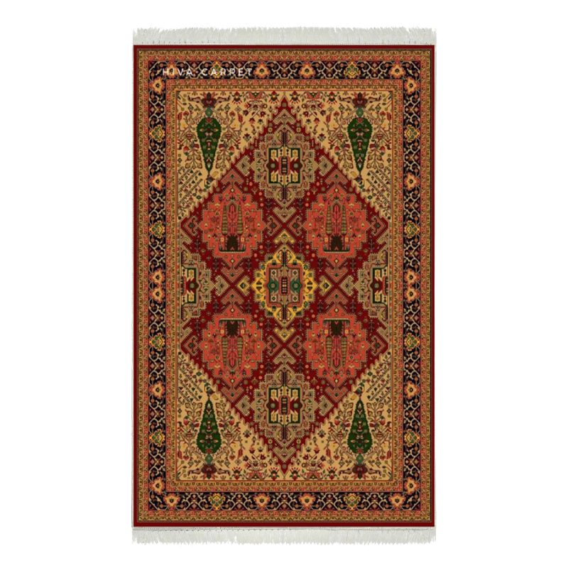 فرش ماشینی هیوا طرح بوستان R-511 لاکی ۷۰۰ شانه