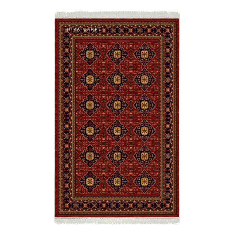 فرش ماشینی هیوا طرح بوستان R-514 لاکی ۷۰۰ شانه