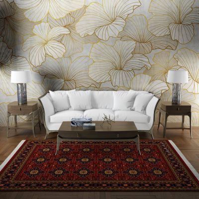 فرش ماشینی هیوا طرح بوستان R-514 لاکی ۷۰۰ شانه