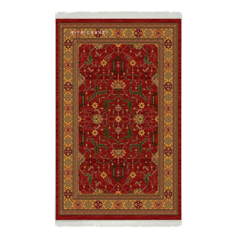 فرش ماشینی هیوا طرح بوستان R-515 لاکی ۷۰۰ شانه