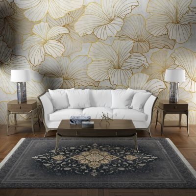 فرش ماشینی هیوا طرح طلاکوب S-2001 نقره ای 700 شانه