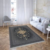فرش ماشینی هیوا طرح طلاکوب S-2001 نقره ای 700 شانه