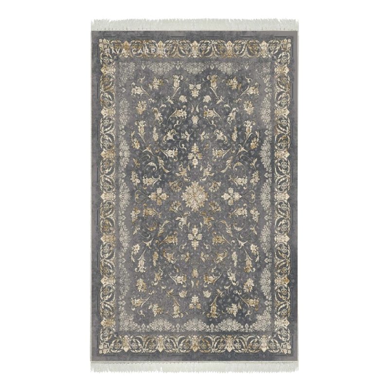 فرش ماشینی هیوا طرح طلاکوب S-2003 نقره ای 700 شانه