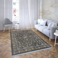 فرش ماشینی هیوا طرح طلاکوب S-2003 نقره ای 700 شانه