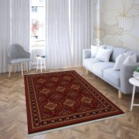 فرش ماشینی هیوا طرح بوستان R-532 لاکی ۷۰۰ شانه