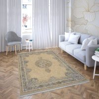 فرش ماشینی هیوا طرح طلاکوب BE-2009 بژ ۷۰۰ شانه