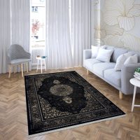 فرش ماشینی هیوا طرح طلاکوب 2010-N سرمه ای ۷۰۰ شانه