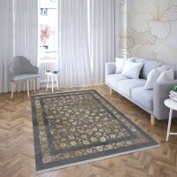 فرش ماشینی هیوا طرح طلاکوب S-2008 نقره ای 700 شانه
