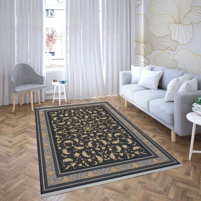 فرش ماشینی هیوا طرح طلاکوب SM-2004 دودی ۷۰۰ شانه