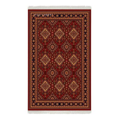 فرش ماشینی هیوا طرح بوستان R-532 لاکی ۷۰۰ شانه