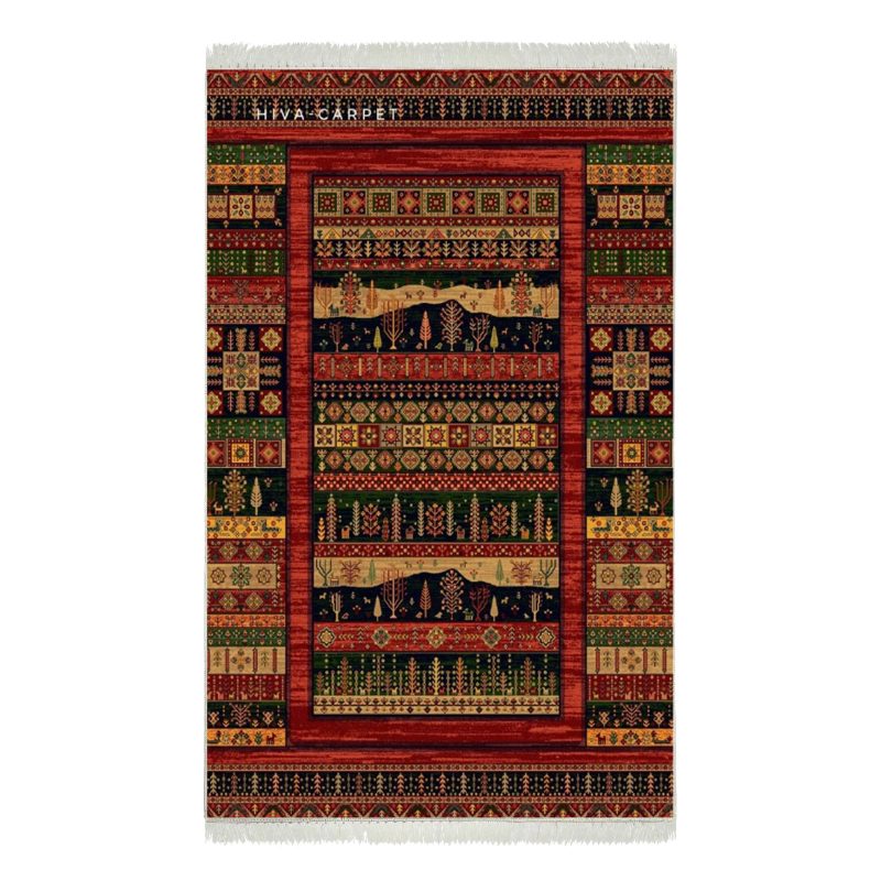 فرش ماشینی هیوا طرح بوستان R-520 لاکی ۷۰۰ شانه