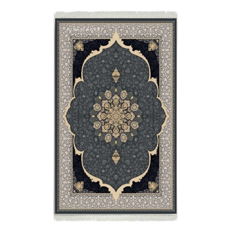 فرش ماشینی هیوا طرح طلاکوب SM-2007 دودی ۷۰۰ شانه