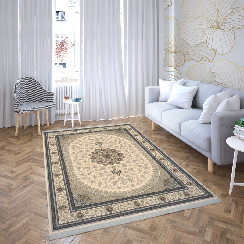 فرش ماشینی هیوا طرح لایت 901-C کرم ۷۰۰ شانه
