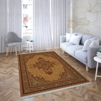 فرش ماشینی هیوا طرح خزان 2-408 کرم ۷۰۰ شانه