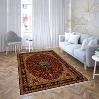 فرش ماشینی هیوا طرح خزان 3-408 لاکی ۷۰۰ شانه