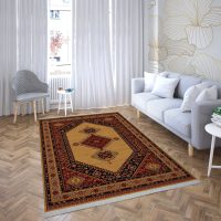 فرش ماشینی هیوا طرح خزان 1-409 بژ ۷۰۰ شانه