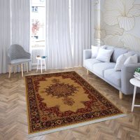 فرش ماشینی هیوا طرح خزان 1-411 بژ ۷۰۰ شانه