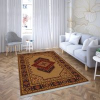 فرش ماشینی هیوا طرح خزان 1-423 بژ ۷۰۰ شانه