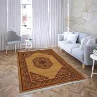 فرش ماشینی هیوا طرح خزان 1-427 بژ ۷۰۰ شانه
