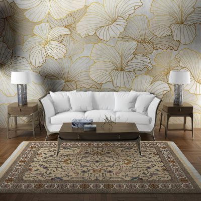 فرش ماشینی هیوا طرح نوین 2-601 بژ ۷۰۰ شانه