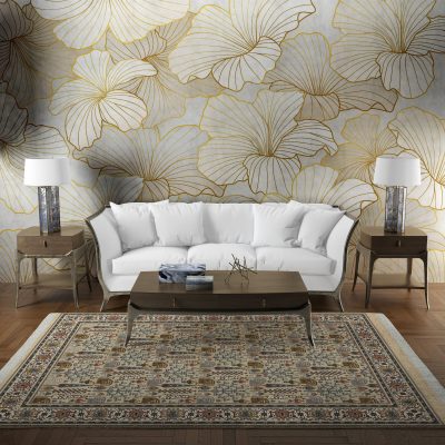 فرش ماشینی هیوا طرح نوین 2-602 بژ ۷۰۰ شانه