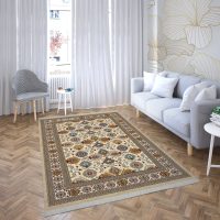 فرش ماشینی هیوا طرح نوین 5-608 کرم ۷۰۰ شانه