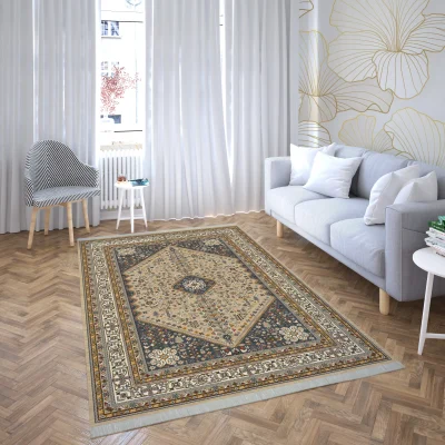 فرش ماشینی هیوا طرح نوین 2-612 بژ ۷۰۰ شانه
