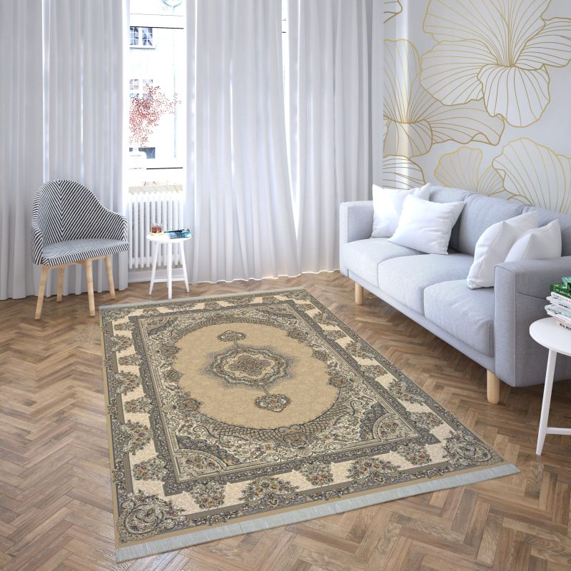 فرش ماشینی هیوا طرح لایت 906-BE بژ ۷۰۰ شانه