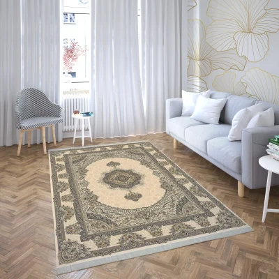فرش ماشینی هیوا طرح لایت 906-C کرم ۷۰۰ شانه