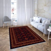 فرش ماشینی هیوا طرح بلوچ 1-207 سرمه ای 700 شانه