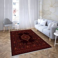 فرش ماشینی هیوا طرح بلوچ 1-209 سرمه ای 700 شانه