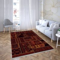 فرش ماشینی هیوا طرح بلوچ 1-214 سرمه ای 700 شانه