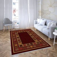 فرش ماشینی هیوا طرح خزان 3-444-R لاکی ۷۰۰ شانه