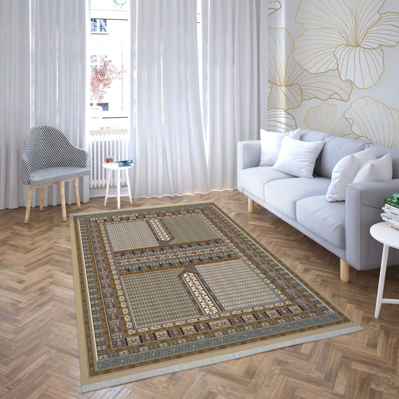 فرش ماشینی هیوا طرح نوین 2-625 بژ ۷۰۰ شانه