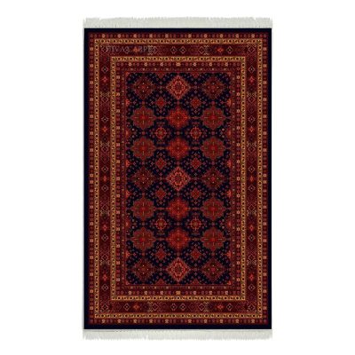 فرش ماشینی هیوا طرح بلوچ 1-207 سرمه ای 700 شانه
