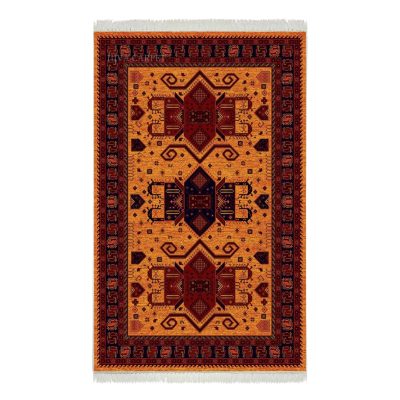 فرش ماشینی هیوا طرح بلوچ 2-208 زرد 700 شانه