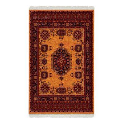 فرش ماشینی هیوا طرح بلوچ 2-209 زرد 700 شانه