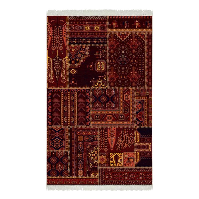 فرش ماشینی هیوا طرح بلوچ 1-214 سرمه ای 700 شانه
