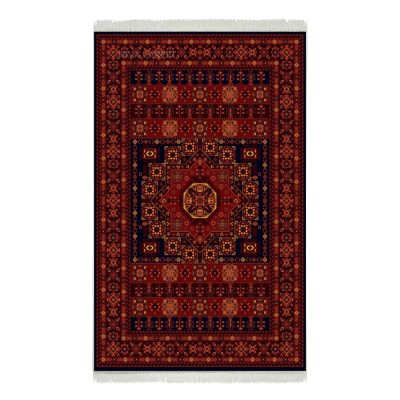 فرش ماشینی هیوا طرح بلوچ 1-218 سرمه ای 700 شانه