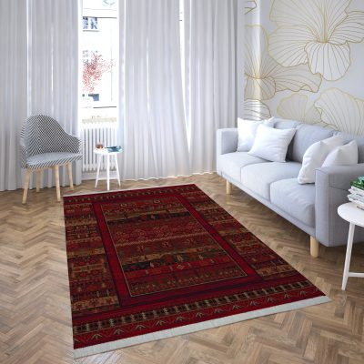 فرش ماشینی شمس طرح بلوچ 712 لاکی