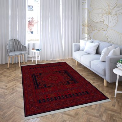 فرش ماشینی شمس طرح بلوچ 714 لاکی