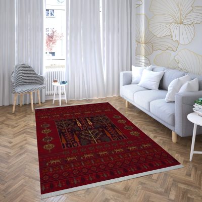 فرش ماشینی شمس طرح بلوچ 716 لاکی