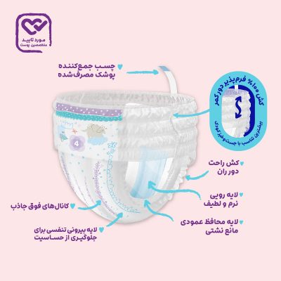 پوشک شورتی مای بیبی مدل کانال‌دار سایز 4 بسته 30 عددی